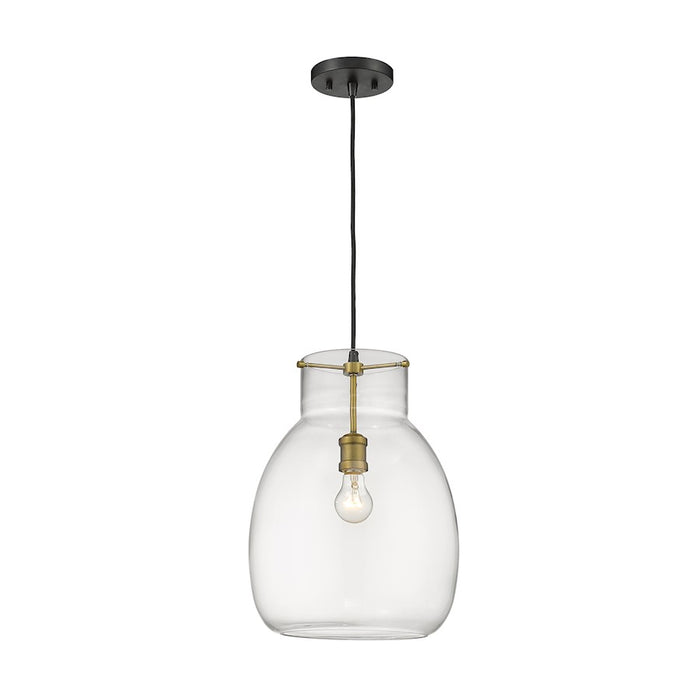 Z-Lite Bella 1 Light Pendant, Matte Black/Olde Brass - 476P-MB-OBR