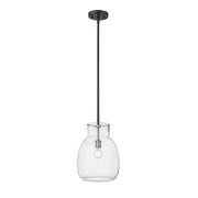Z-Lite Bella 1 Light 16" Mini Pendant, Black/Nickel, Clear - 476P-ROD-MB-BN
