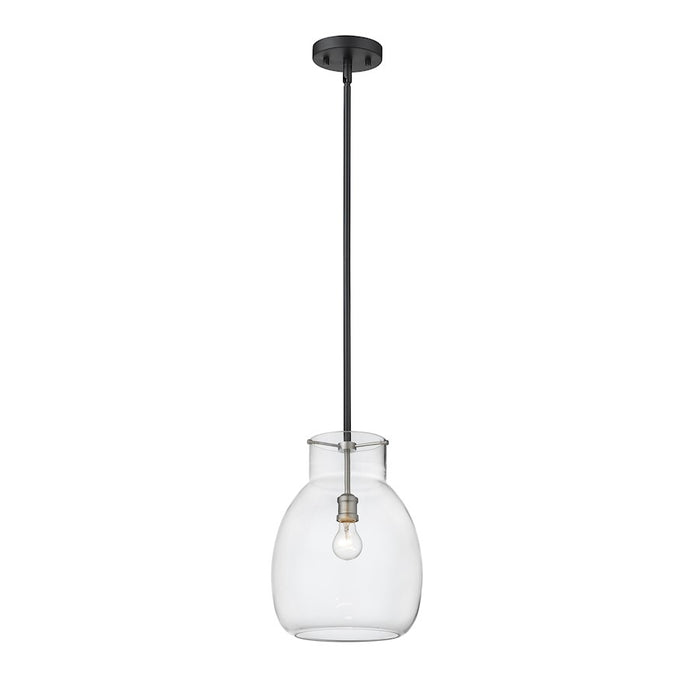 Z-Lite Bella 1 Light 16" Mini Pendant, Black/Nickel, Clear - 476P-ROD-MB-BN