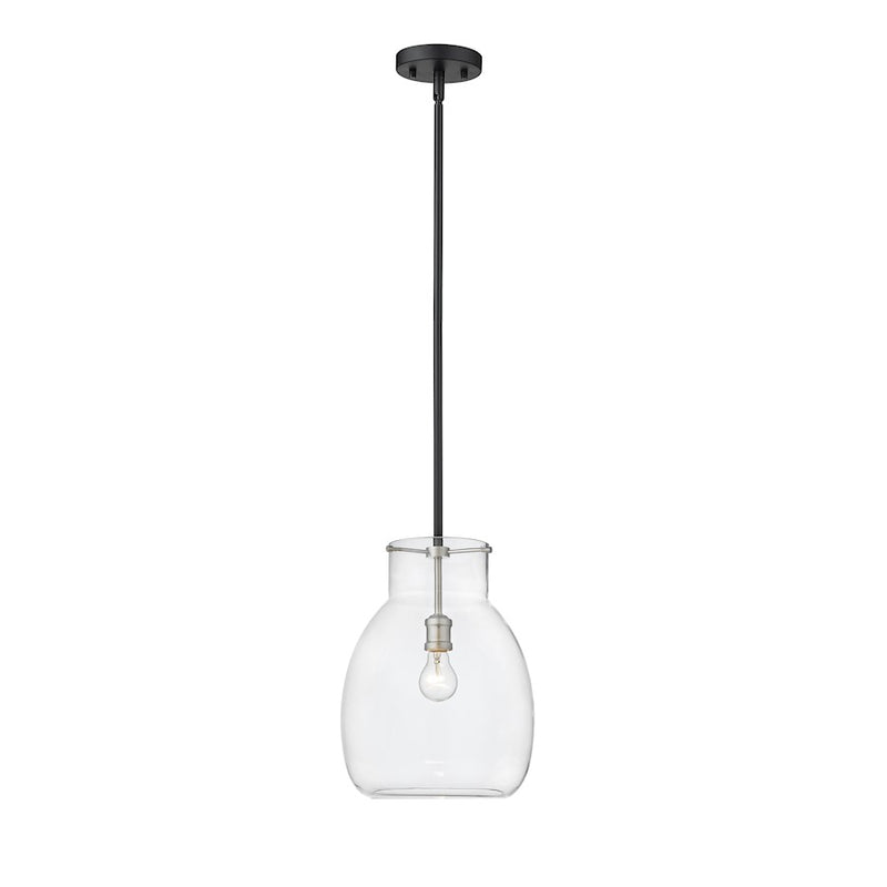 Z-Lite Bella 1 Light 16" Mini Pendant, Black/Nickel/Clear