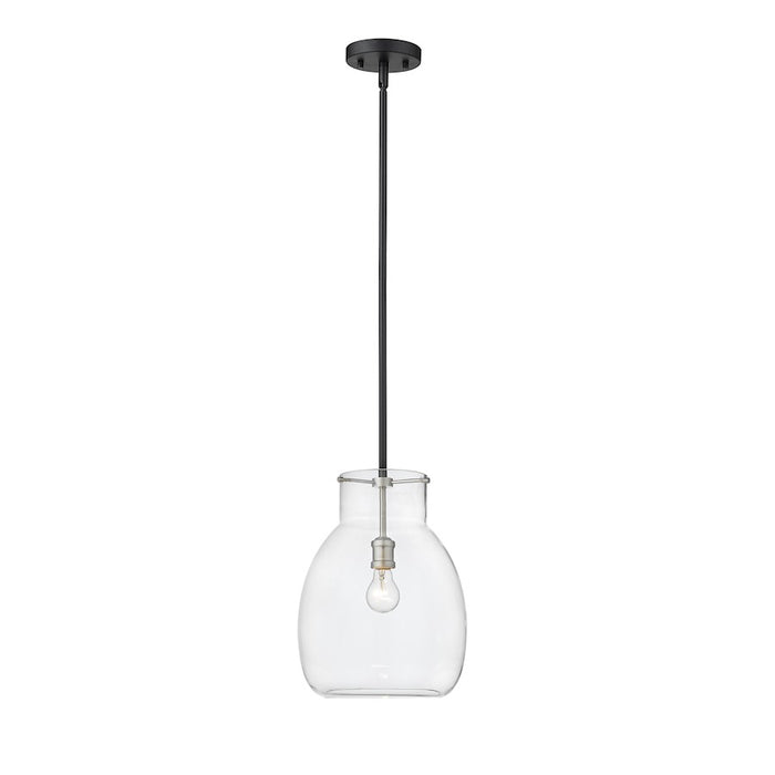 Z-Lite Bella 1 Light 16" Mini Pendant, Black/Nickel/Clear