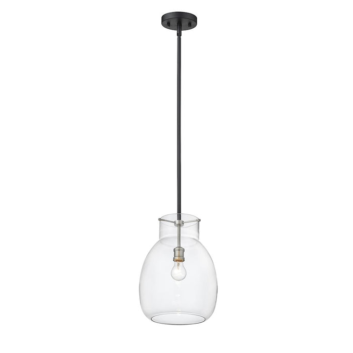 Z-Lite Bella 1 Light 16" Mini Pendant, Black/Nickel/Clear