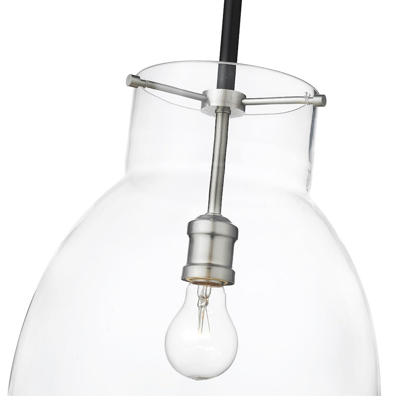 Z-Lite Bella 1 Light 16" Mini Pendant, Black/Nickel/Clear