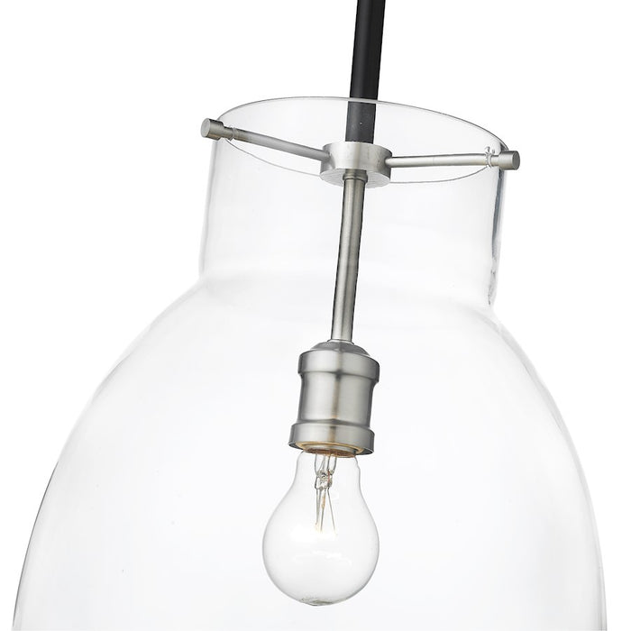 Z-Lite Bella 1 Light 16" Mini Pendant, Black/Nickel/Clear