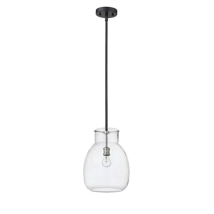 Z-Lite Bella 1 Light 16" Mini Pendant, Black/Nickel/Clear
