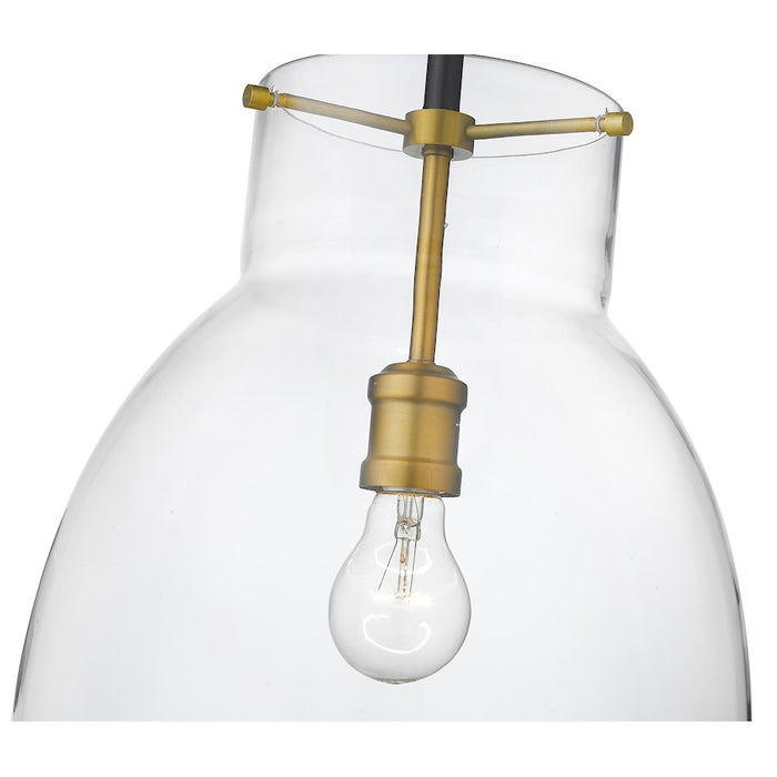 Z-Lite Bella 1 Light 16" Mini Pendant, Black/Olde Brass/Clear