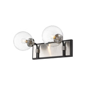 Z-Lite Parsons 2 Light Vanity, Matte Black/Brushed Nickel, Clear - 477-2V-MB-BN