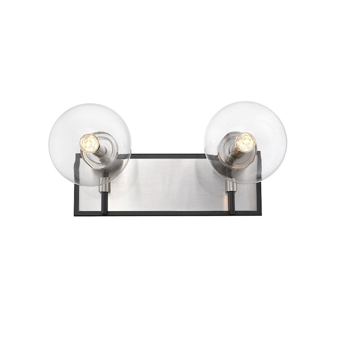 Z-Lite Parsons 2 Light Vanity, Matte Black/Brushed Nickel/Clear