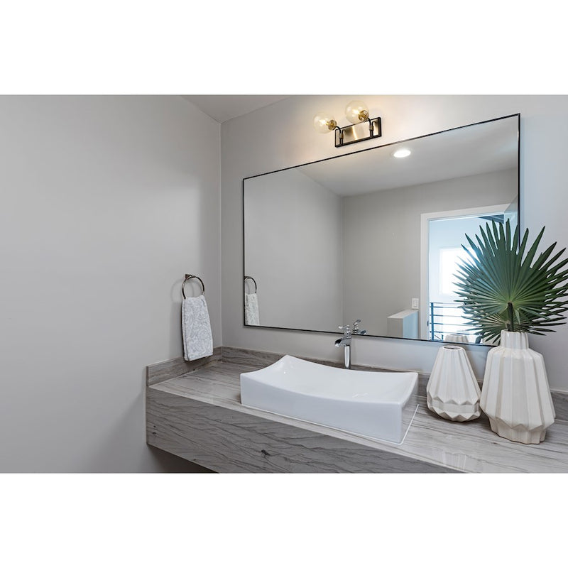 Z-Lite Parsons 2 Light Vanity, Matte Black/Brushed Nickel/Clear