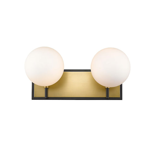Z-Lite Parsons 2 Light Vanity, Matte Black/Olde Brass/Opal