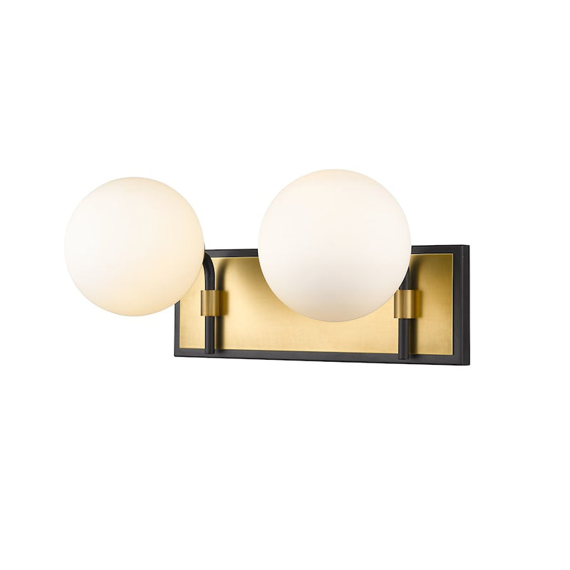 Z-Lite Parsons 2 Light Vanity, Matte Black/Olde Brass/Opal