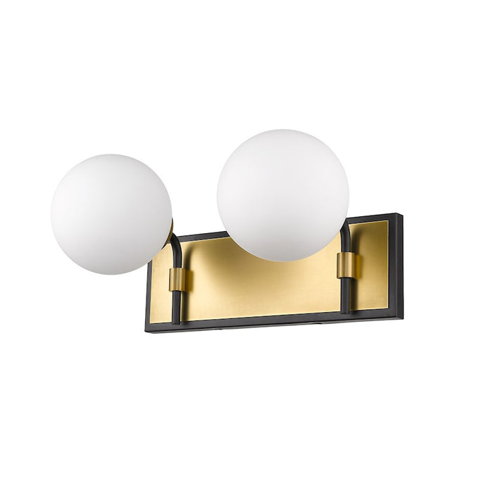 Z-Lite Parsons 2 Light Vanity, Matte Black/Olde Brass/Opal