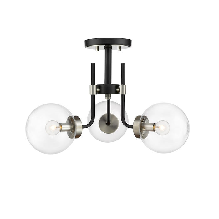 Z-Lite Parsons 3 Light 14" Semi Flush, Black/Nickel/Clear