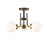 Z-Lite Parsons 3 Light 14" Semi Flush, Black/Olde Brass/Opal