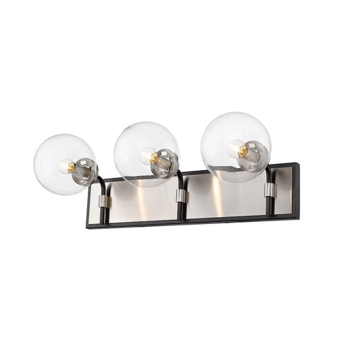 Z-Lite Parsons 3 Light Vanity, Matte Black/Brushed Nickel, Clear - 477-3V-MB-BN