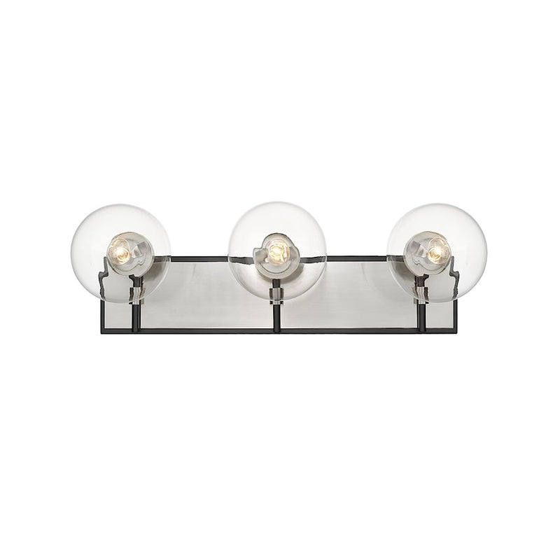 Z-Lite Parsons 3 Light Vanity, Matte Black/Brushed Nickel/Clear