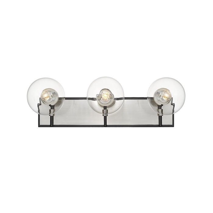 Z-Lite Parsons 3 Light Vanity, Matte Black/Brushed Nickel/Clear