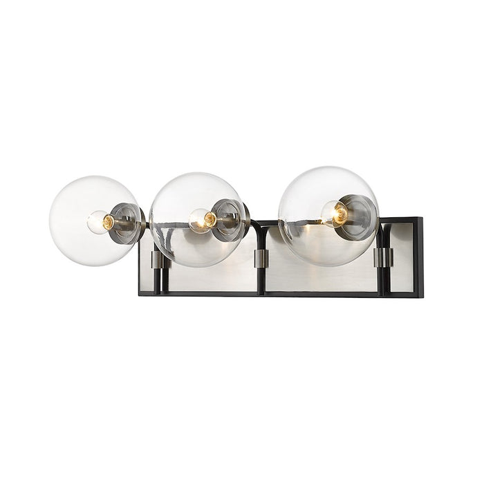 Z-Lite Parsons 3 Light Vanity, Matte Black/Brushed Nickel/Clear