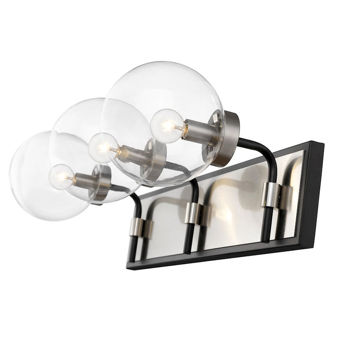 Z-Lite Parsons 3 Light Vanity, Matte Black/Brushed Nickel/Clear