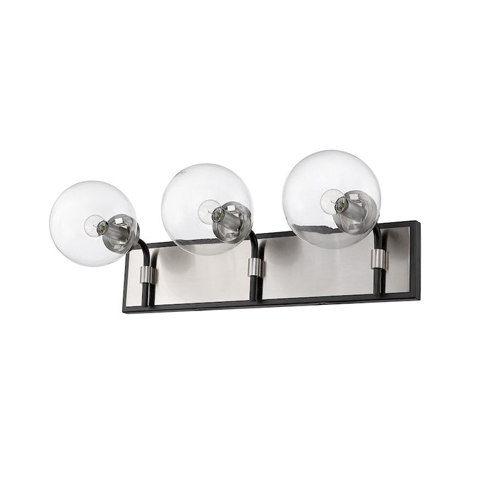 Z-Lite Parsons 3 Light Vanity, Matte Black/Brushed Nickel/Clear