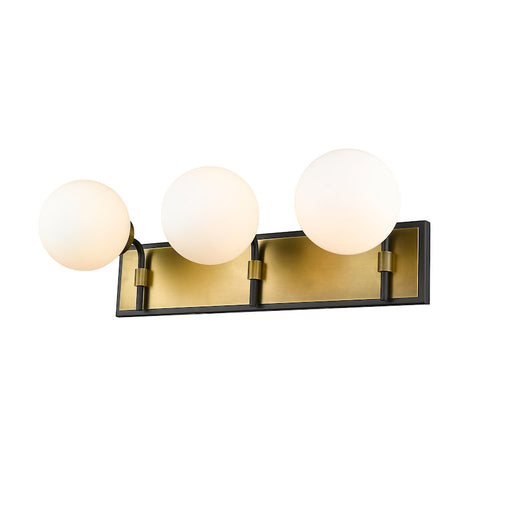 Z-Lite Parsons 3 Light Vanity, Matte Black/Olde Brass, Opal - 477-3V-MB-OBR