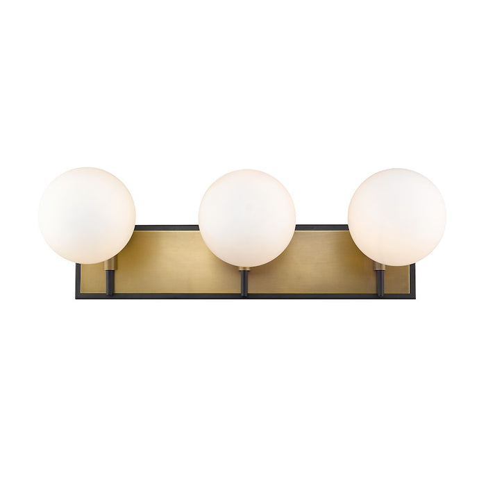Z-Lite Parsons 3 Light Vanity, Matte Black/Olde Brass/Opal