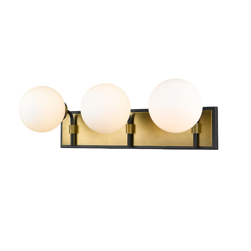 Z-Lite Parsons 3 Light Vanity, Matte Black/Olde Brass/Opal