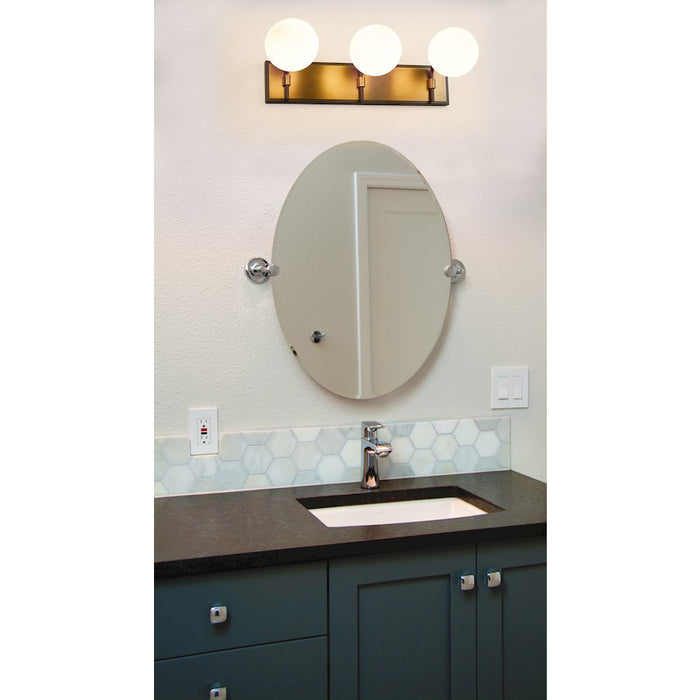 Z-Lite Parsons 3 Light Vanity, Matte Black/Olde Brass/Opal