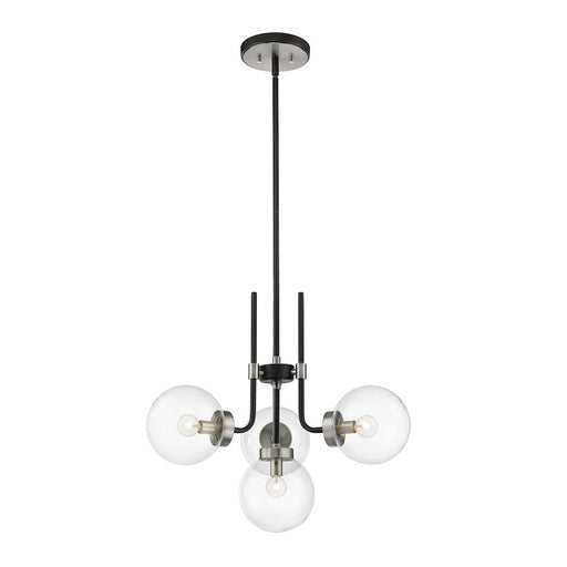 Z-Lite Parsons 4 Light Chandelier, Black/Brushed Nickel, Clear - 477-4MB-BN