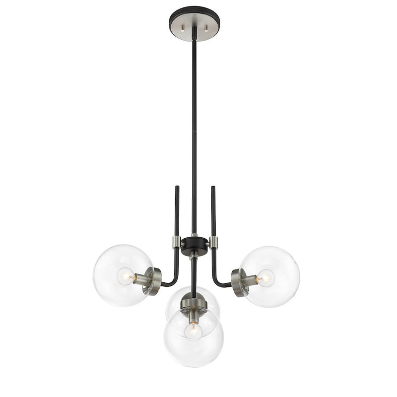 Z-Lite Parsons 4 Light Chandelier, Black/Brushed Nickel/Clear
