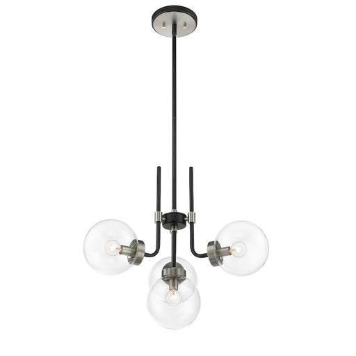 Z-Lite Parsons 4 Light Chandelier, Black/Brushed Nickel/Clear