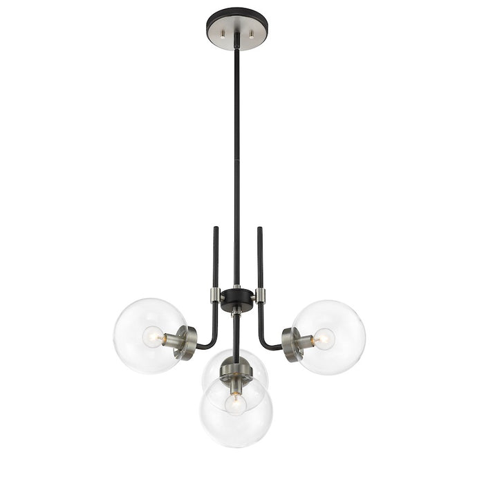 Z-Lite Parsons 4 Light Chandelier, Black/Brushed Nickel/Clear