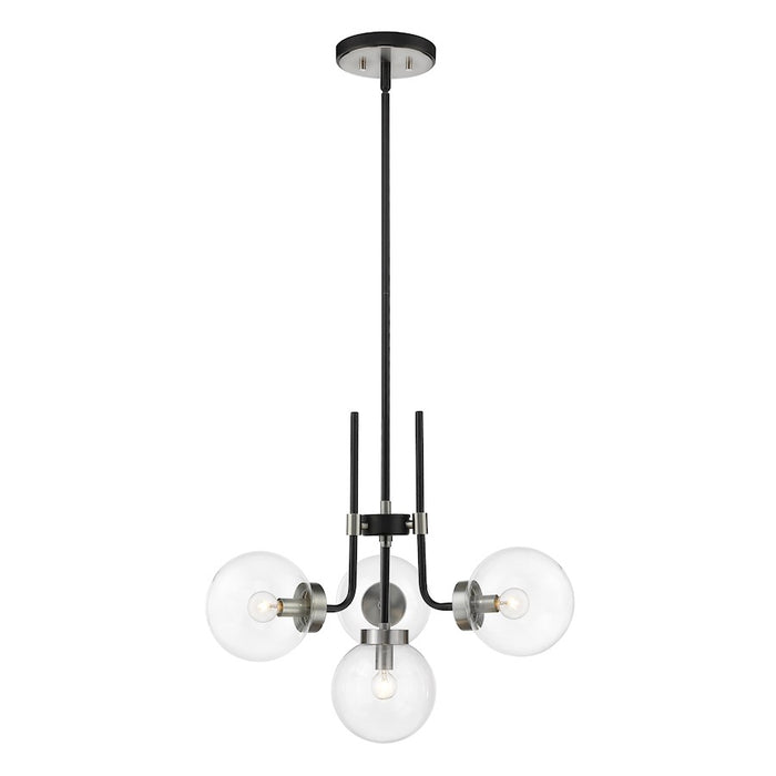 Z-Lite Parsons 4 Light Chandelier, Black/Brushed Nickel/Clear