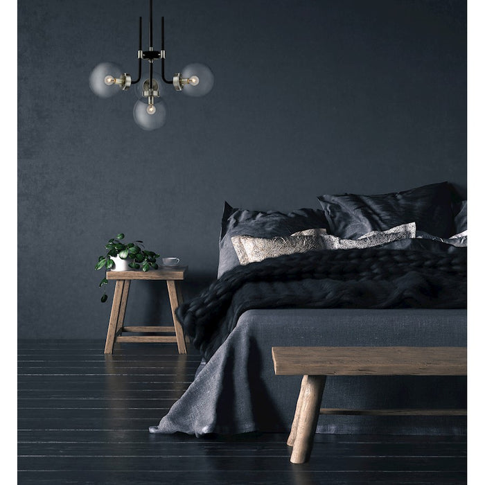 Z-Lite Parsons 4 Light Chandelier, Black/Brushed Nickel/Clear