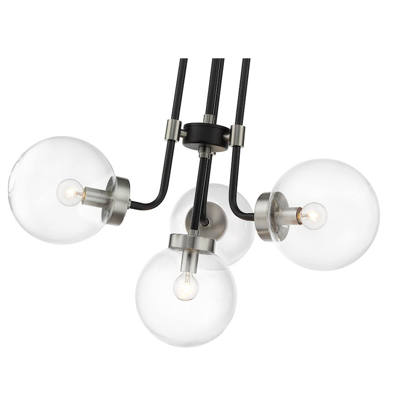 Z-Lite Parsons 4 Light Chandelier, Black/Brushed Nickel/Clear