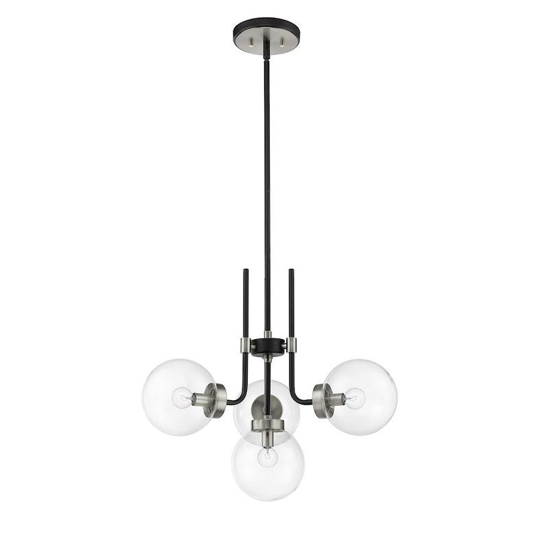 Z-Lite Parsons 4 Light Chandelier, Black/Brushed Nickel/Clear