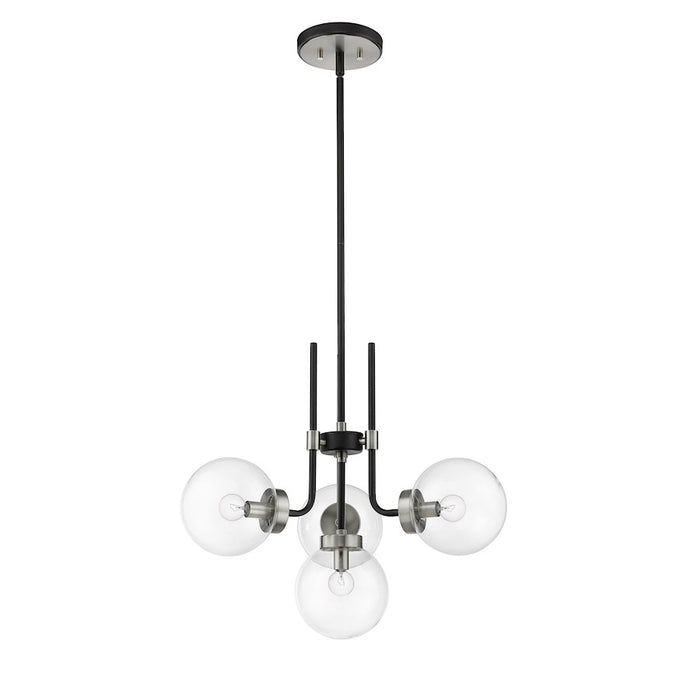 Z-Lite Parsons 4 Light Chandelier, Black/Brushed Nickel/Clear