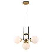 Z-Lite Parsons 4 Light 97.75" Chandelier, Black/Olde Brass, Opal - 477-4MB-OBR