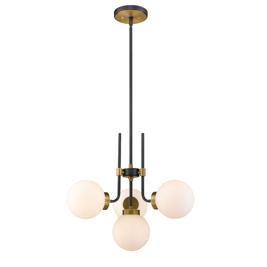 Z-Lite Parsons 4 Light 97.75" Chandelier, Black/Olde Brass, Opal - 477-4MB-OBR