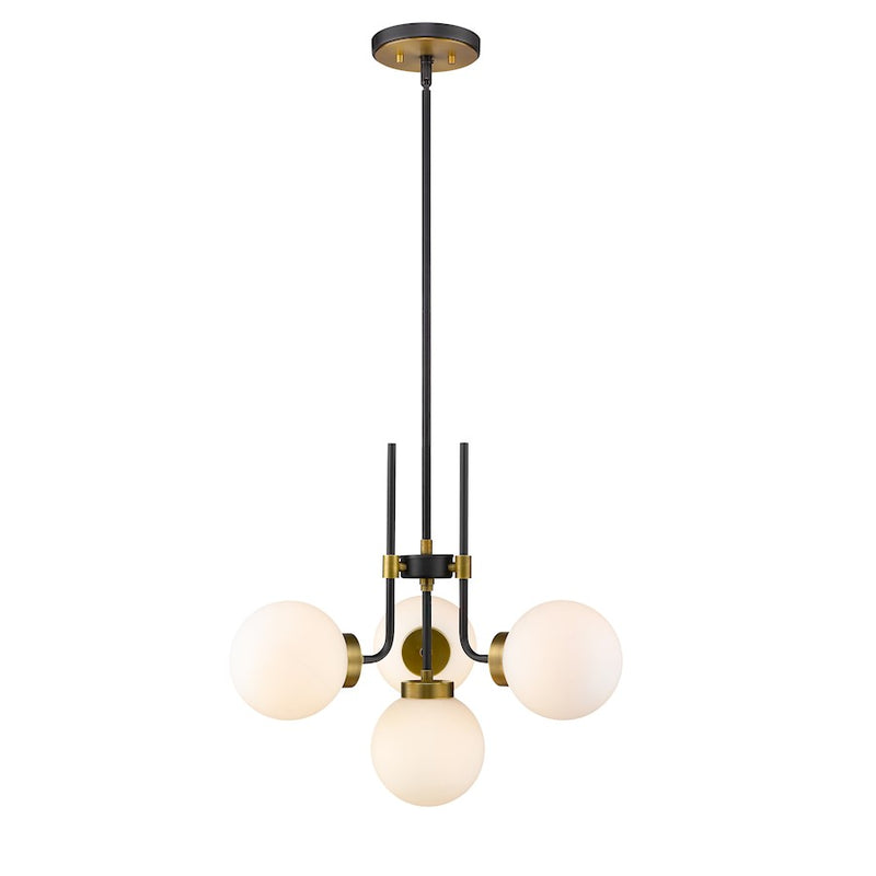 Z-Lite Parsons 4 Light 97.75" Chandelier, Black/Olde Brass/Opal