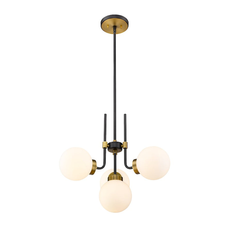 Z-Lite Parsons 4 Light 97.75" Chandelier, Black/Olde Brass/Opal