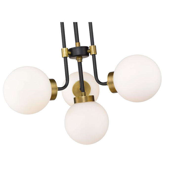 Z-Lite Parsons 4 Light 97.75" Chandelier, Black/Olde Brass/Opal