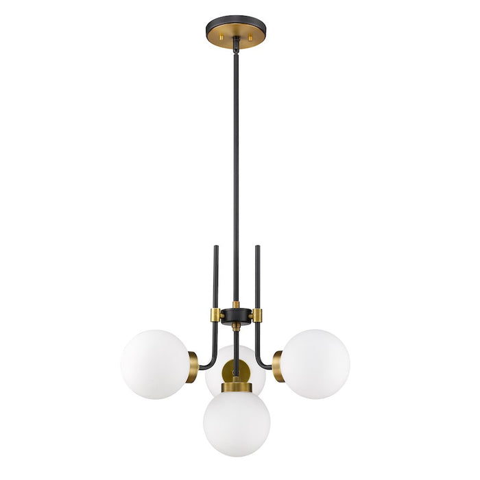 Z-Lite Parsons 4 Light 97.75" Chandelier, Black/Olde Brass/Opal