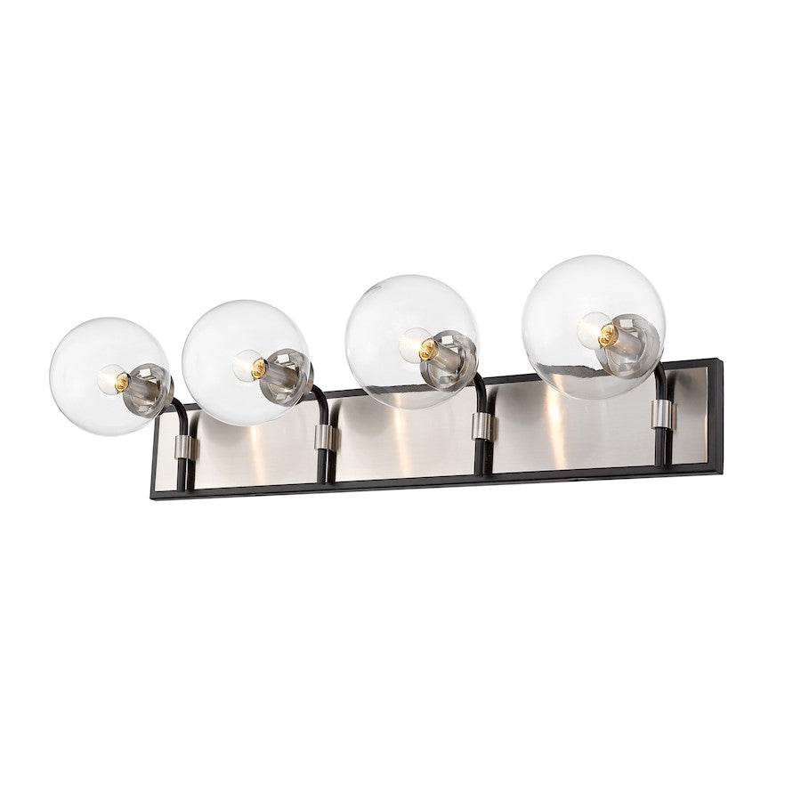 Z-Lite Parsons 4 Light Vanity, Matte Black/Brushed Nickel, Clear - 477-4V-MB-BN
