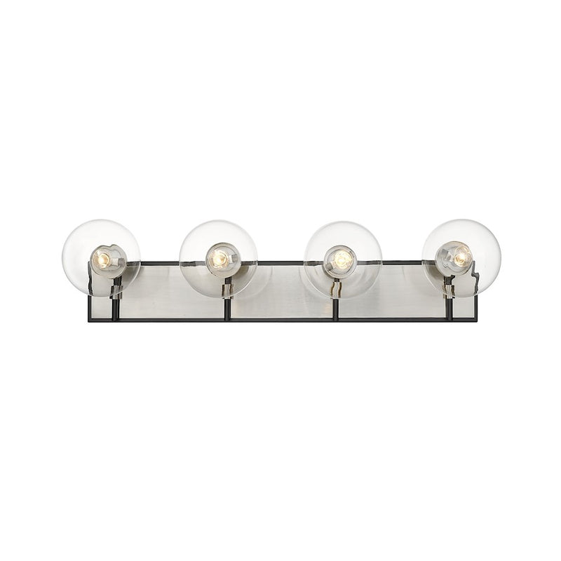 Z-Lite Parsons 4 Light Vanity, Matte Black/Brushed Nickel/Clear