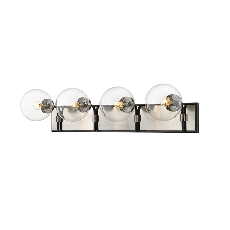 Z-Lite Parsons 4 Light Vanity, Matte Black/Brushed Nickel/Clear