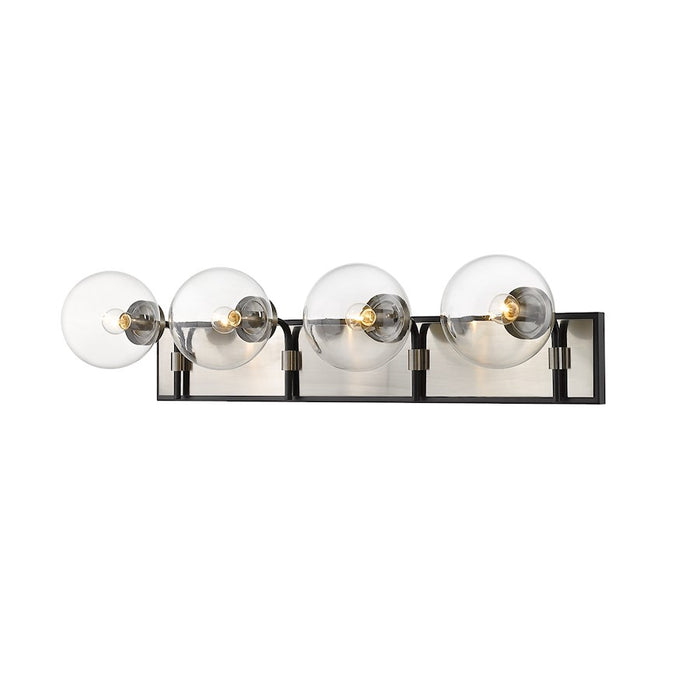Z-Lite Parsons 4 Light Vanity, Matte Black/Brushed Nickel/Clear