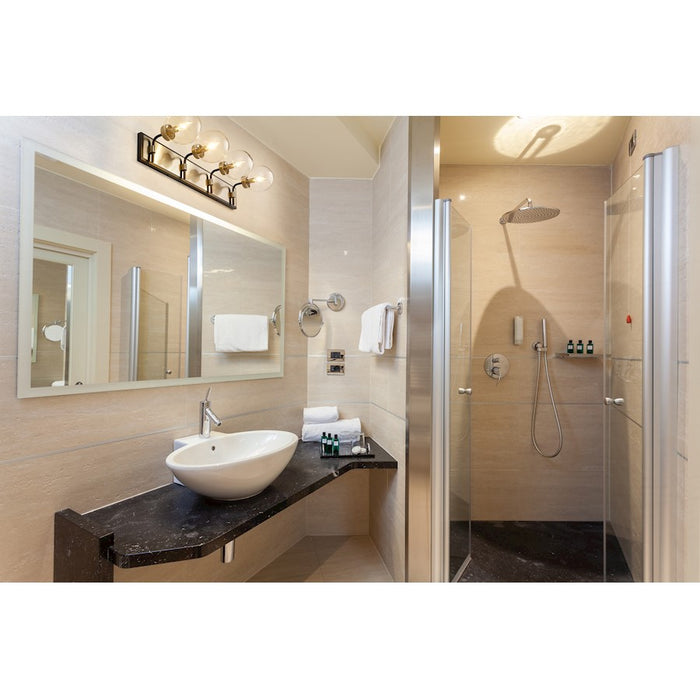 Z-Lite Parsons 4 Light Vanity, Matte Black/Brushed Nickel/Clear