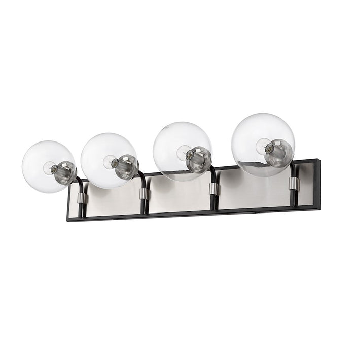 Z-Lite Parsons 4 Light Vanity, Matte Black/Brushed Nickel/Clear
