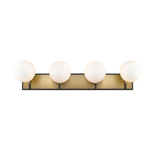 Z-Lite Parsons 4 Light Vanity, Matte Black/Olde Brass/Opal